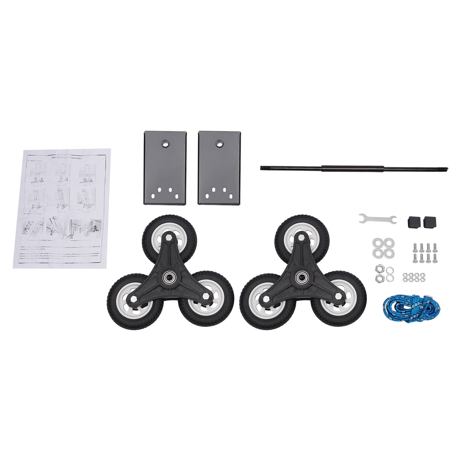 460lbs Black Stair Climbing Cart Trolley Stair Climber Hand Truck 29-45in Height All Terrain Heavy Duty Stair Dolly with 6 Wheels