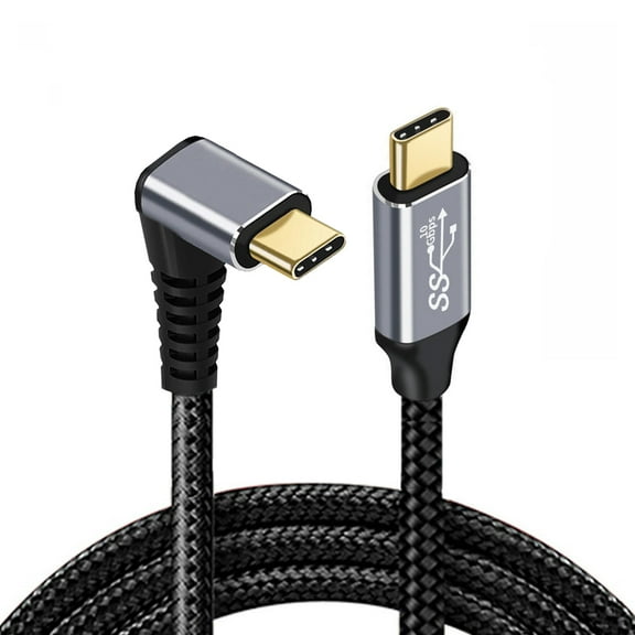 CY 0.5M 90 Degree Up Down Angled Type-C USB-C Male to Male USB3.1 10Gbps 100W Data Cable for Laptop Phone