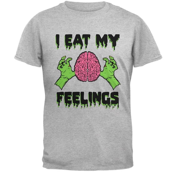 Halloween I Eat My Feelings Zombie Brain Mens T Shirt Heather 3X-LG