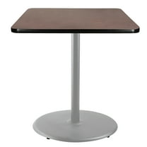 Hampden Furnishings Bennet Collection Steel Frame 36" Square Top, Round Base, 42" Height, Cafe Table Grey Frame/Mahogany Top