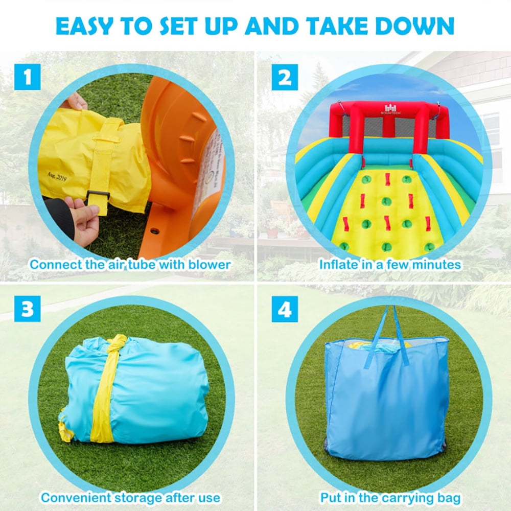 Aimee Lii Double Side Inflatable Water Slide Park with Climbing Wall for Outdoor Without Blower, Bounce House Water Slide for Kids 5-10 Aimee Lii Double Side Inflatable Water Slide Park with Climbing Wall for Outdoor Without Blower, Bounce House Water Slide for Kids 5-10