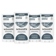 Schmidt's Aluminum Free Natural Deodorant for Women and Men, Charcoal and Magnesium with 24 Hour Odor Protection, Vegan, Cruelty Free, Fresh, 2.65 oz, Pack of 4