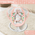 thumbnail image 5 of Tumajup 5 in 1 Large Baby Swing Bouncer with Rocking, Mosquito Net&Cute Toys Pink Striped for Toddler, 1 Count, 5 of 6