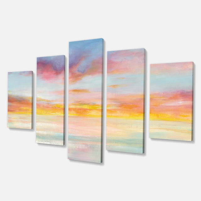 Designart - Pastel Pink And Blue Clouds - Traditional Premium Canvas Wall Art