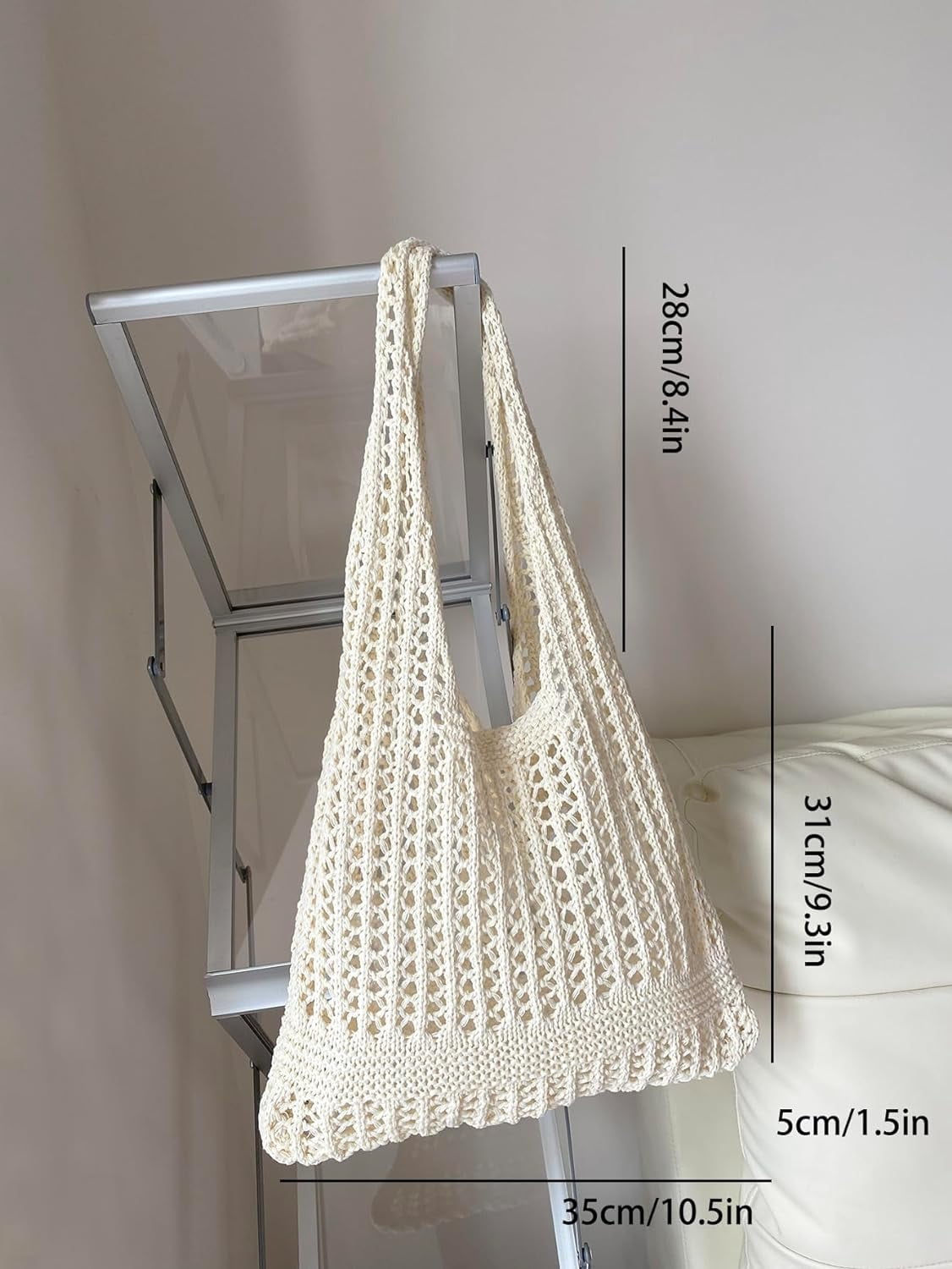 Women's Crochet Tote Bag Hollow Out Summer Shopping Bags Shoulder Handbags