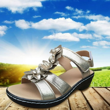 

HIBRO Women s Fashion Summer Hollow Wedge Fish Mouth Flower Casual Comfortable Sandals