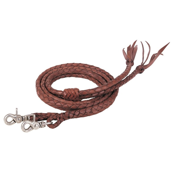 Weaver Leather Round Braided Latigo Split Reins, Brown, 1/2" x 7'
