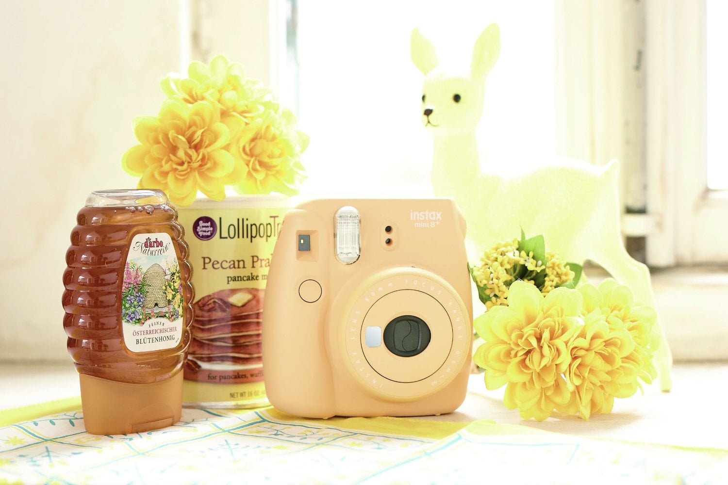 Fujifilm Instax Mini 8+ (Honey) Instant Film Camera + Self Shot Mirror for  Selfie Use