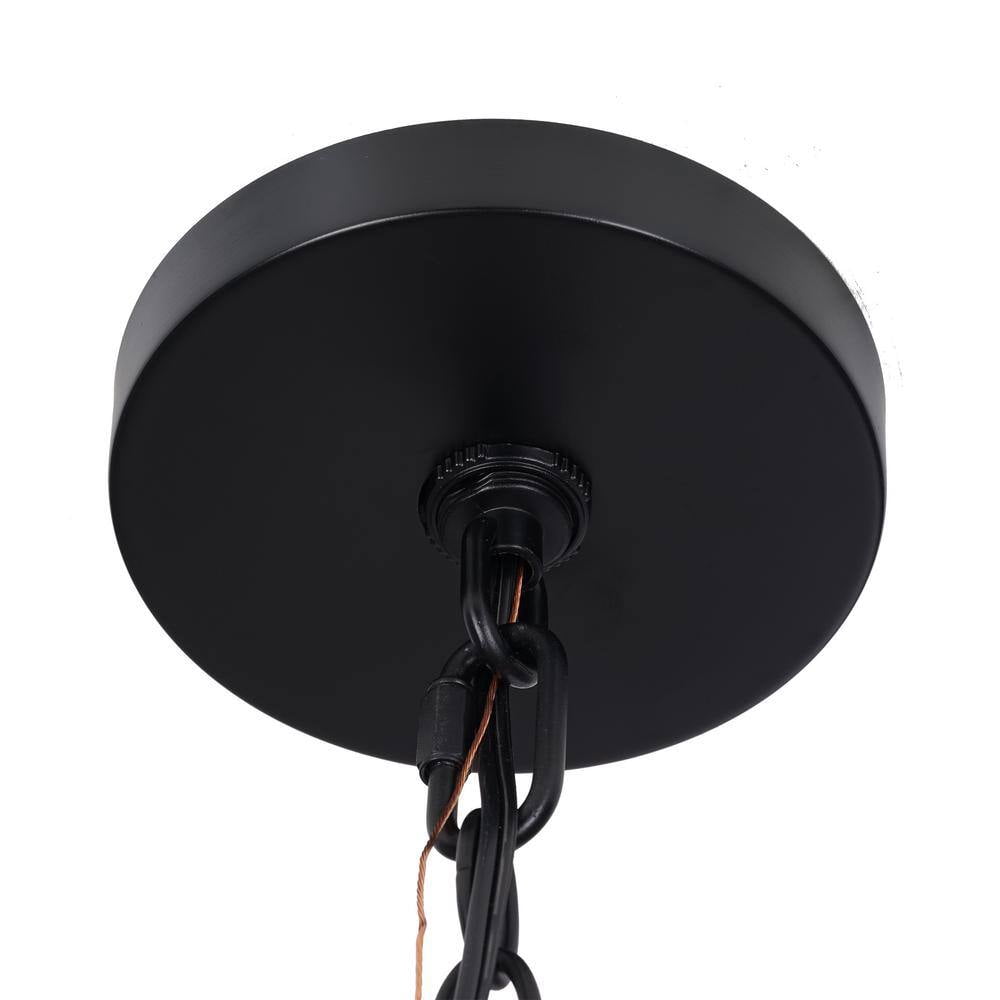 Hampton Bay Summerpoint 120-Watt 2-Light Black Shaded Pendant Light with Natural Woven Shade, No Bulbs Included