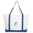 thumbnail image 2 of DALIX Quality Canvas Tote Bags Large Beach Bags Navy Blue Monogrammed E, 2 of 8
