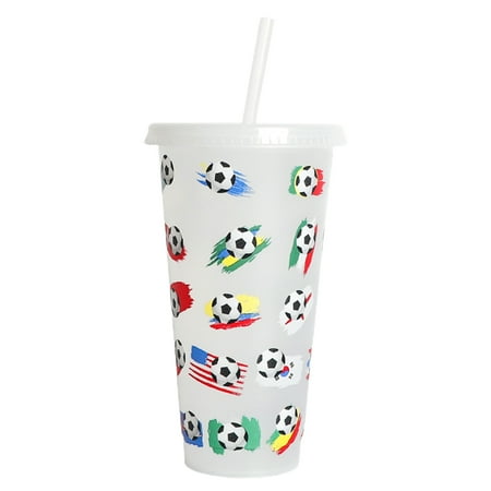 

VEAREAR 700-800ml Straw Cup Discoloration on Cold with Lid Single-layer Magical Color Changing Water Mug for Home