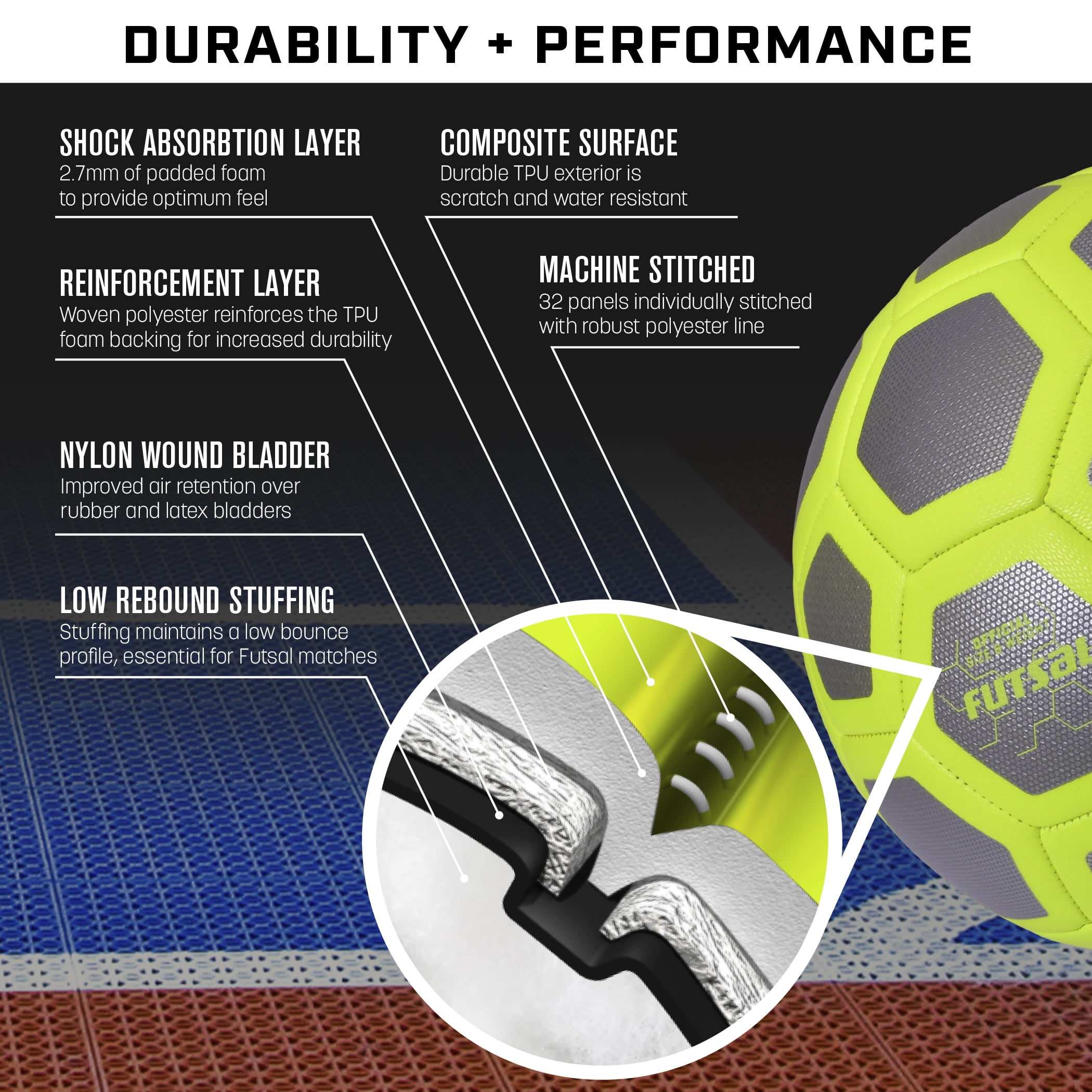 GoSports ELITE Futsal Ball - Size 4 Single  Indoor or Outdoor FUTSAL Games or Practice