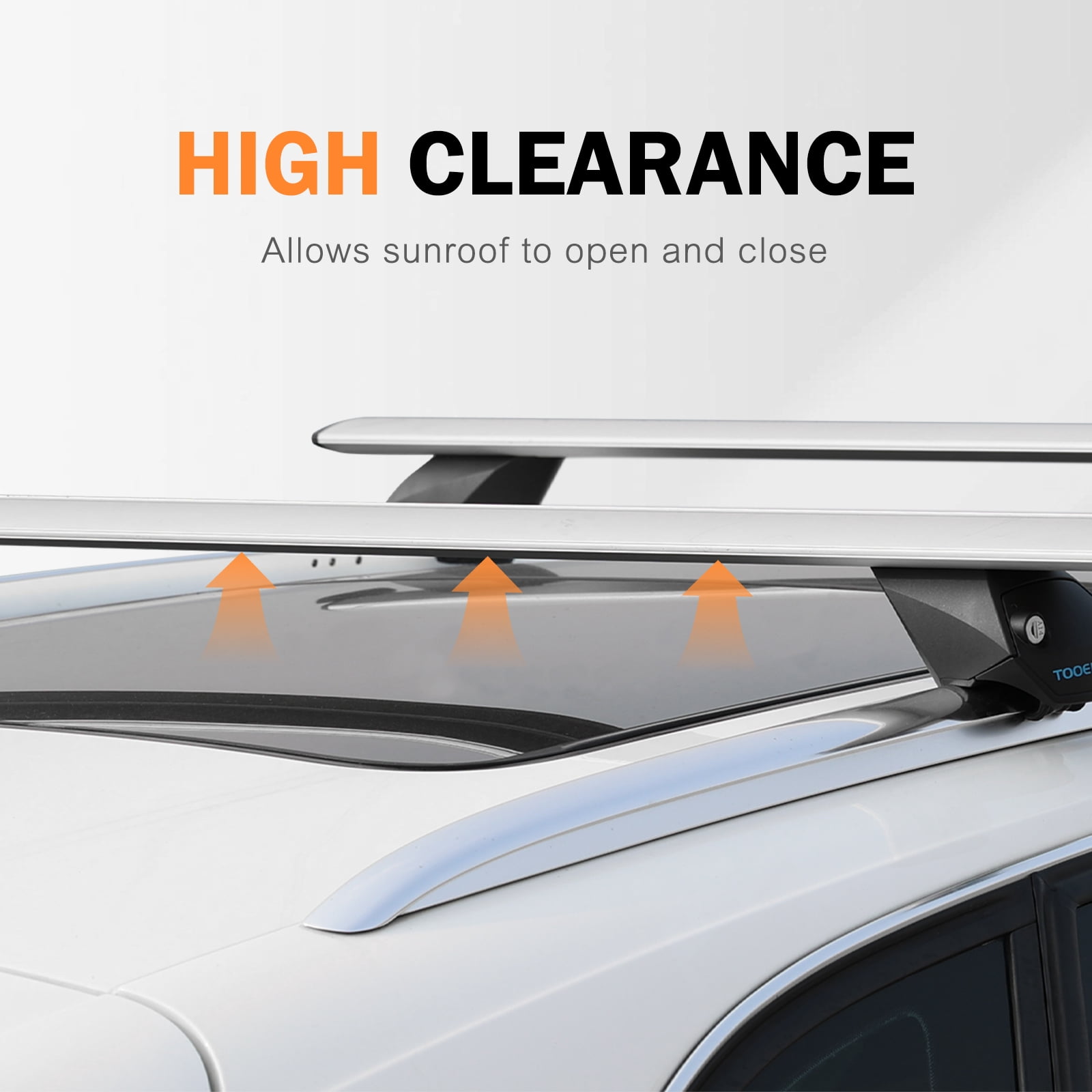 COWVIE 53" Pro Universal Roof Rack Cross Bars with keyed Locks Fully Assembled- Fit Raised Rails, Silver