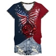 thumbnail image 4 of Conairie Patriotic T Shirts For Women Loose Crew Neck Short Sleeve 4th of July Shirt With Butterfly Print Summer Trendy Casual Tops Red L, 4 of 4