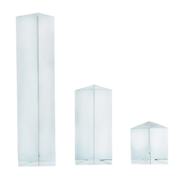 Eisco Labs Equilateral Acrylic Prisms (1"/25mm sides), Set of 3 Prisms - 1" (25mm), 2" (50mm), 4" (100mm) Lengths