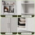 thumbnail image 5 of Aisword 71" Tall Arched Bookcases, 5-Tier Modern Farmhouse Bookshelf with Adjustable Shelves & Sliding Doors, Wood Display Storage Cabinet for Living Room, Office, White, 5 of 7