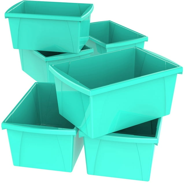 STOREX Bac de Rangement pour Salle de Classe de 5,5 Gallons (21 L), Sarcelle (Caisse de 6)