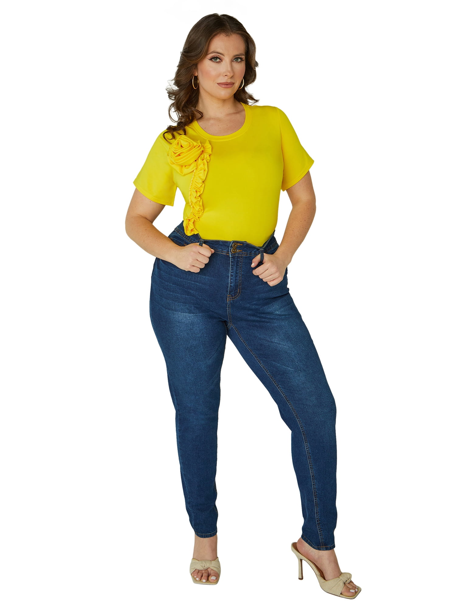 Ashley Stewart Women's Plus Flower Applique T-Shirt, Sizes 10/12-26/28