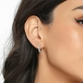 thumbnail image 3 of 14K White Gold Plated Cubic Zirconia Hoops Huggie Stud Earrings  Hypoallergenic for Snesitive Ears for Women Man Girls 10/12mm, 3 of 4
