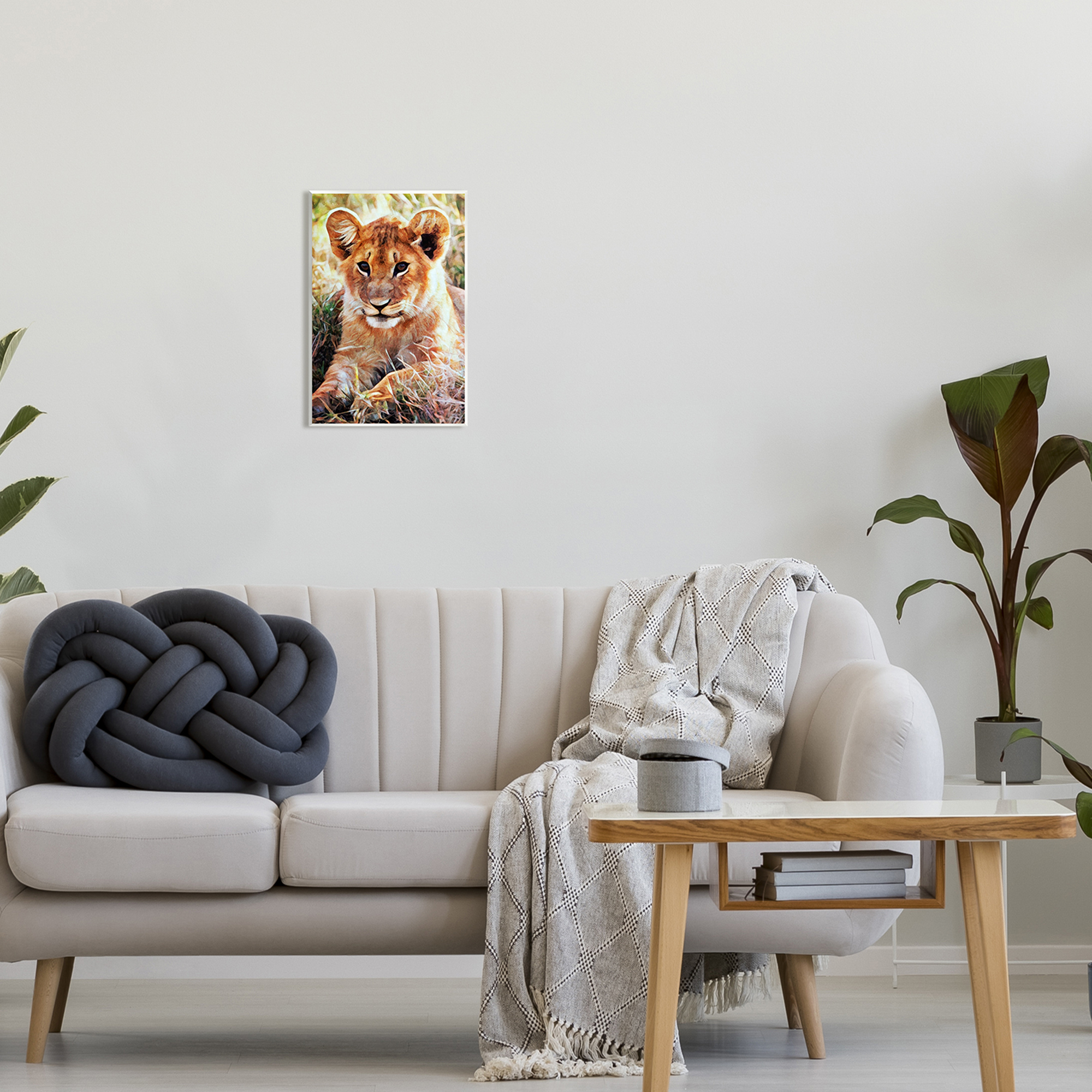 Stupell Baby Lion Resting Animal Nature Animals & Insects Painting Wall Plaque Unframed Art Print Wall Art