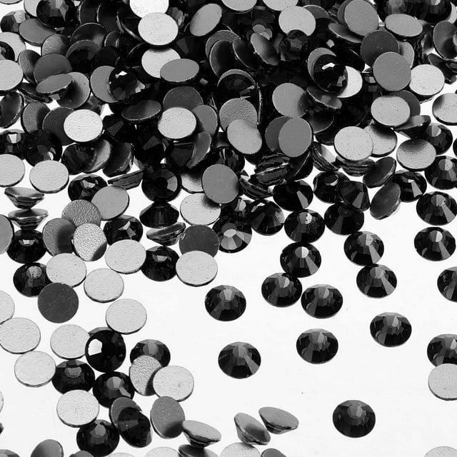 Uxcell Piedras de Strass Redondas de Fondo Plano, Gemas de Cristal de Fondo Plano para Manualidades DIY, Ropa, Decoración de Arte de Uñas Negras SS6