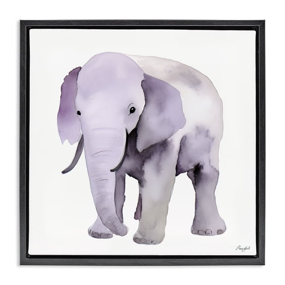 Stupell Industries Eclectic Kid's Minimal Elephant Black Floating Frame Canvas Art, 18 x 18, by Roozbeh