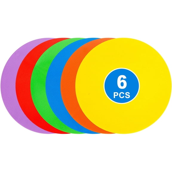9 inch Spot Markers Flat Field Cones, Non Slip Rubber Agility Markers Flat Field Cones for Soccer Basketball Sports Speed Agility Training (6 pcs)