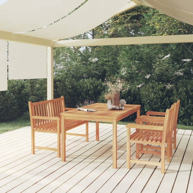 vidaXL Set de Salle à Manger 4 Pièces en Bois Massif Teck