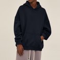 thumbnail image 3 of Unisex Long Sleeve Drop Shoulder Hoodie without Drawstring, Casual Pullover Tracksuit Top for Running, Lounge Wear,Black,M, 3 of 6