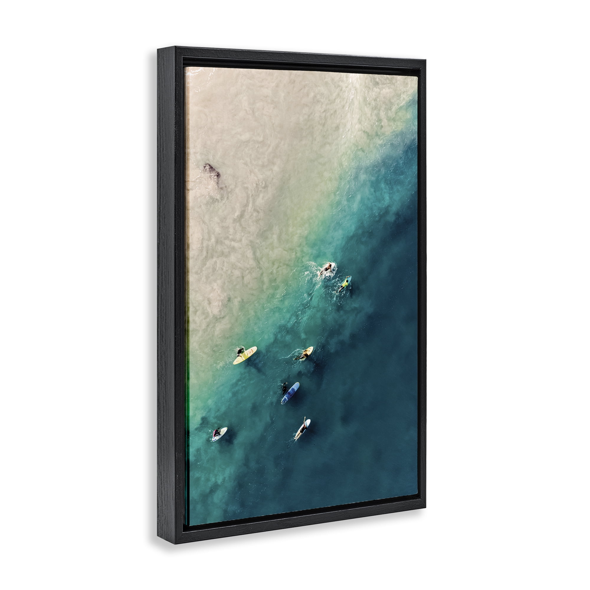 Stupell Industries Surfers on Vivid Shore Nautical & Beach Photography Black Floater Framed Canvas Art Print Wall Art, 17 x 25