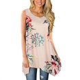 thumbnail image 1 of Women's Summer Sexy Crewneck Printed Blouses Sleeveless Irregular Loose Pullover Tops, 1 of 4