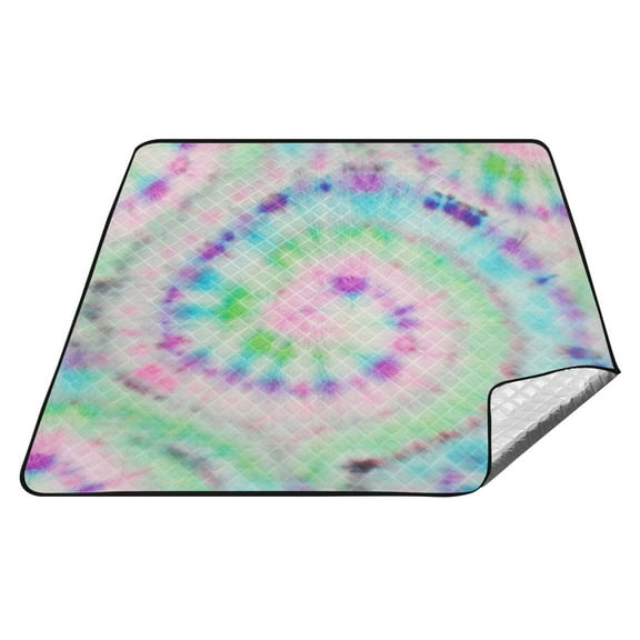 Abstract Tie-dye Pink Pattern Picnic Blanket Waterproof Beach Blankets Sandproof Large Mat with Storage Bag Camping Grass Travel Hiking Park 78"x78"