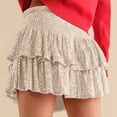 thumbnail image 5 of BRDFRL Womens Sequin Mini Skirt with Shorts Layered Ruffle High Waist Flowy Sparkly Glitter Skirt Khaki M, 5 of 8
