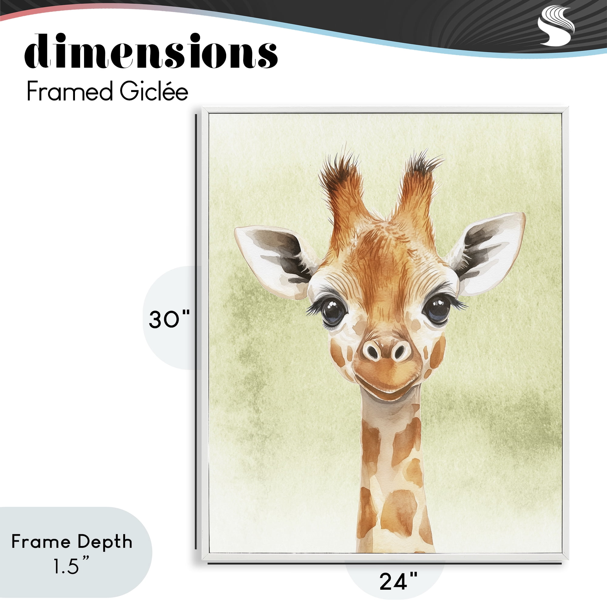 Stupell Industries Jungle Friends Baby Giraffe White Framed Giclee Art, design by Christine Simpson Art