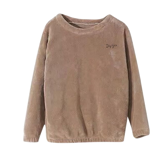 HongQid Hauts de Pyjama Duveteux pour Femmes en Molleton Doux et Confortable, Chandail à Enfiler et Pantalon, Pyjama Ample en Peluche, Duveteux pour l'Hiver