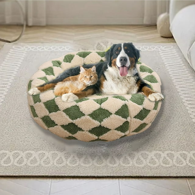 Round Pet Bed for Dogs and Cats All-Season Comfortable Sleeping Resting Pad Home Use