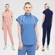 thumbnail image 2 of Conjunto de ropa de lavado de manos de manga corta, ropa quirúrgica elástica de verano de secado rápido, ropa de trabajo de médico de salón de belleza femenino, ropa de mano con cepillo de enfermera, 2 of 6