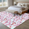 thumbnail image 5 of Summer Flower Washable Living Room Rugs 5'x8', Pink Flower Seahorse Starfish Drink Slippers Low Pile Throw Large Area Rug Non-Slip Sturdy Edge Binding Carpet for Living Room Kitchen Office, 5 of 9