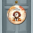 thumbnail image 2 of Happy Thanksgiving Samoyed Turkey Costume Pumpkins Autumn Leaves Round Wood Sign Siberian Sammy Dog Lover Hanging Wall Home Decor - 130144, 2 of 5