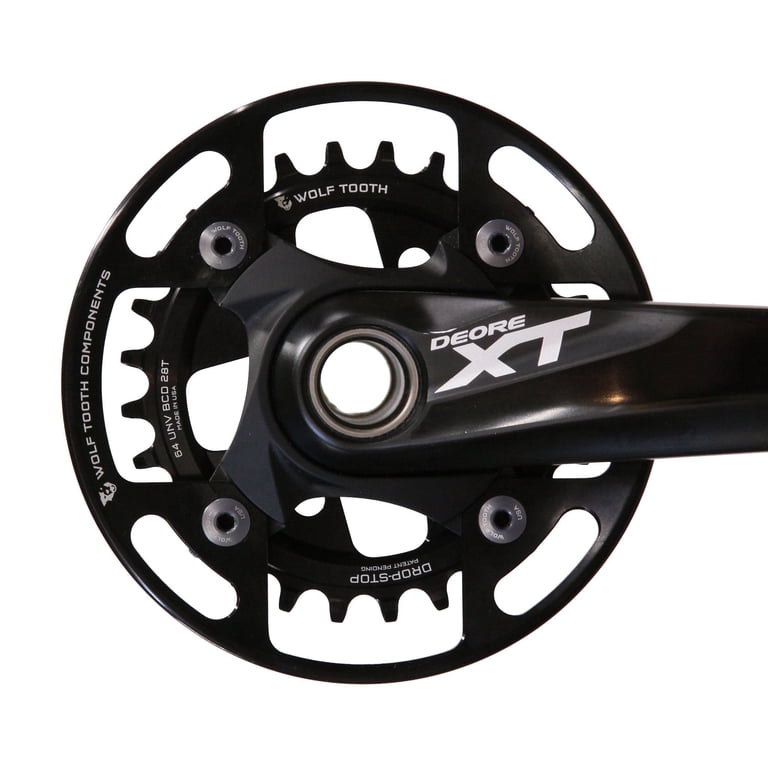WOLF TOOTH ドロップストップ チェーンリング 64 BCD 28T Wolf Tooth Components Drop-Stop Chainring: 28T x 64 Universal