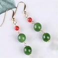 thumbnail image 2 of K-KED Natural 10mm Green Jade Gemstone Round Beads Earrings Eardrop Chain Lady Gift, 2 of 5