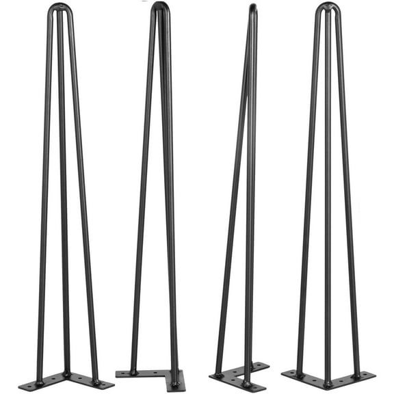 26" Set of 4 airpin Table Legs Hairpin Table Legs 880lbs Load Capacity (Each 220lbs) Hairpin Desk Legs 3 Rods for Bench Desk Dining End Table Chairs Carbon Steel