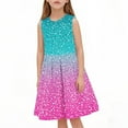 thumbnail image 2 of SGFCWSX Girls Sleeveless Dress A-Line Starry Glitter Gradient Print Summer Dresses for Teens Hot Pink Size 13-14 Years, 2 of 7