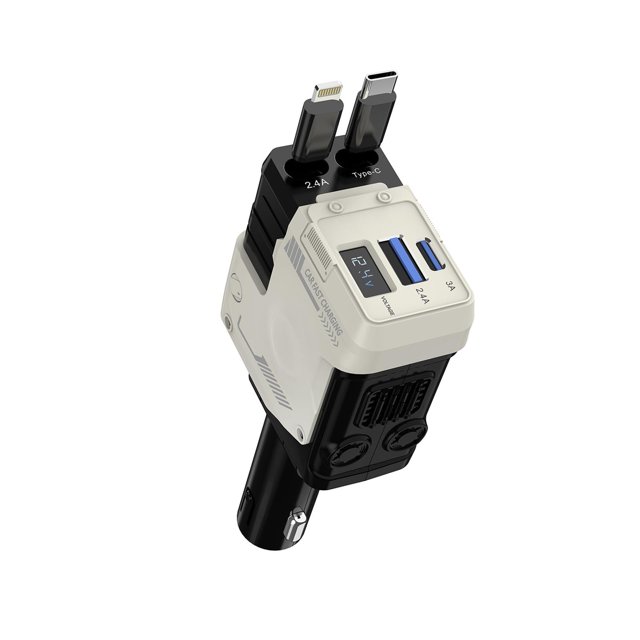 Cargador de coche IOiFour retráctil 4 en 1 de 6 W de carga rápida
