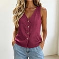 thumbnail image 2 of Wyongtao Womens Sweater Vest Knitted V Neck Sleeveless Button Down Cardigan Lightweight Casual Trendy Fall Clothes (XL, Wine), 2 of 7