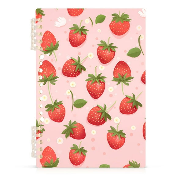 Spiral Notebooks 60 Sheets 120 Pages A5 Journal Notepad 8.3x5.7 Inch Thick Adjustable College Ruled Paper Adorable Strawberries