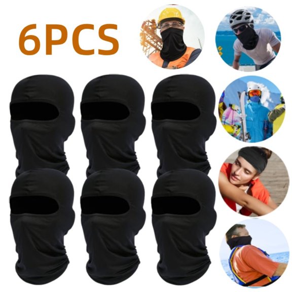 Pro Grade Balaclava 6-Pack, Windproof & Sun Protective Face Mask Hood for Ski, Motorcycle & Hiking, Moisture-Wicking Fabric
