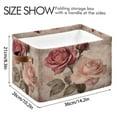 thumbnail image 4 of WOBOGO Vintage Rose Square Storage Basket with Waterproof Canvas and PE Lining Durable PU Leather Handles 14.2×10.2×8.3in, 4 of 9