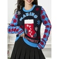 thumbnail image 2 of SUNSIOM Chandails de Noël pour Femmes, Manches Longues, Col Rond, Bas Brodés, Pull Ample en Tricot, 2 of 6
