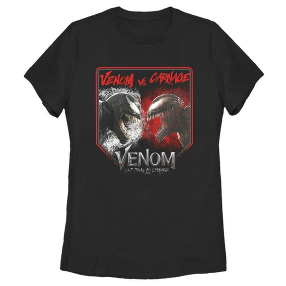 Women's Marvel Venom: Let There be Carnage Battle Time Venom Vs Carnage  Graphic Tee Black 2X Large